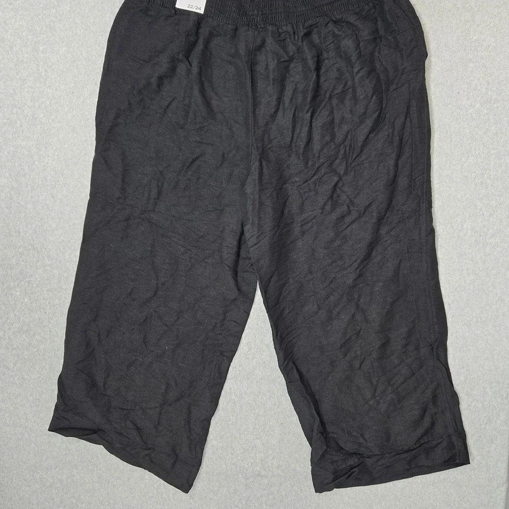 Lane Bryant Women Pants 22/24 Black Linen Wide Leg Baggy Coastal Beach NWT
